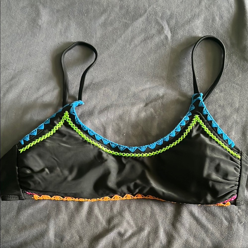 Colorful Embroidered Bikini Top